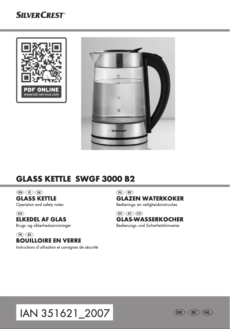 Page 1 de la notice Manuel utilisateur SilverCrest SWGF 3000 B2