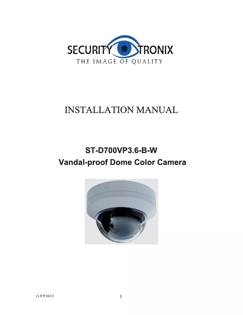 Page n°1 - Manuel utilisateur Security Tronix ST-D700VP3.6-W