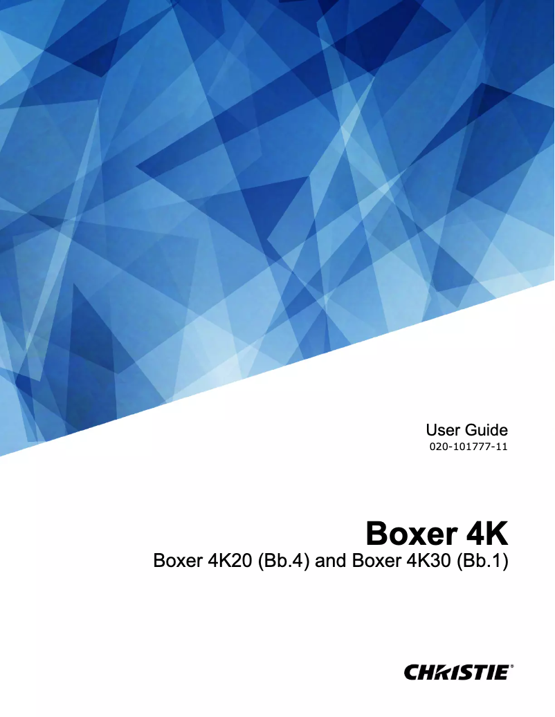 Page n°1 - Manuel utilisateur Christie Boxer 4K30
