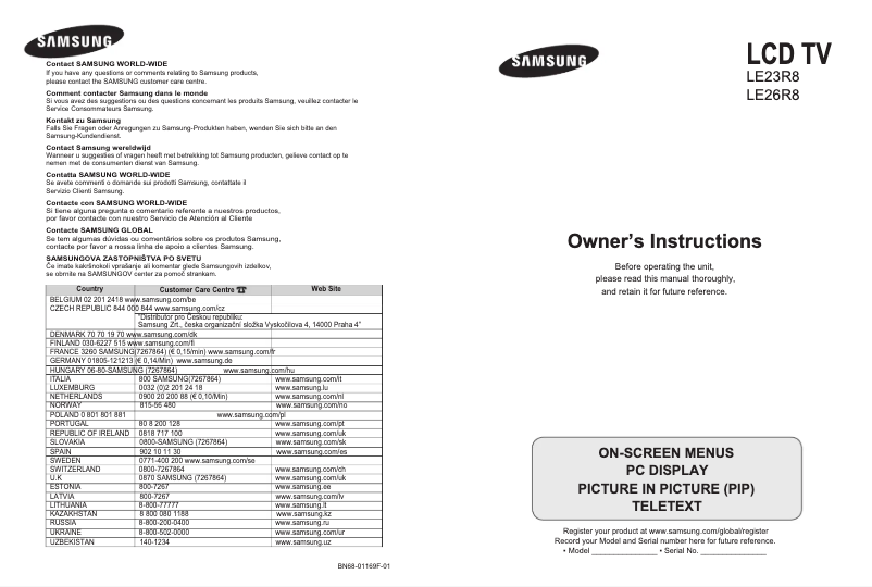Página 1 del manual Manual de usuario Samsung LE23R86WD