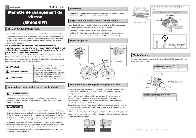 Page 1 de la notice Manuel utilisateur Shimano SL-C7000-5