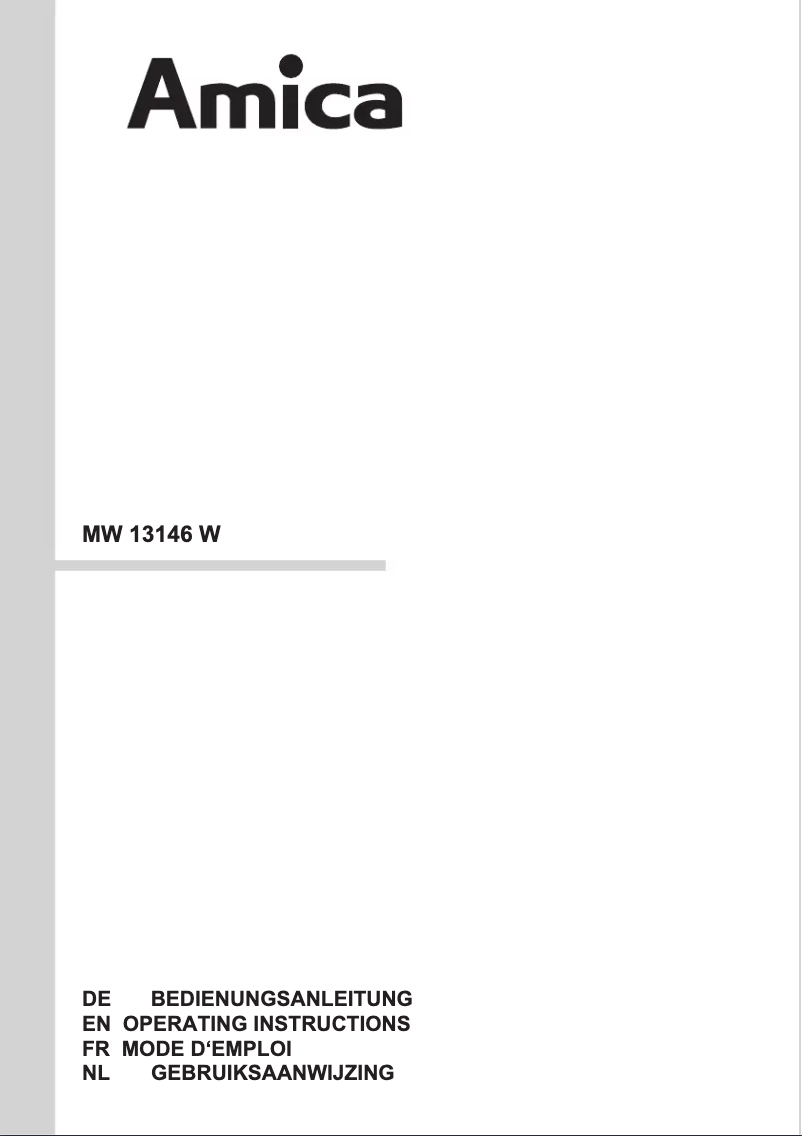 Page n°1 - Manuel utilisateur Amica MW 13146 W