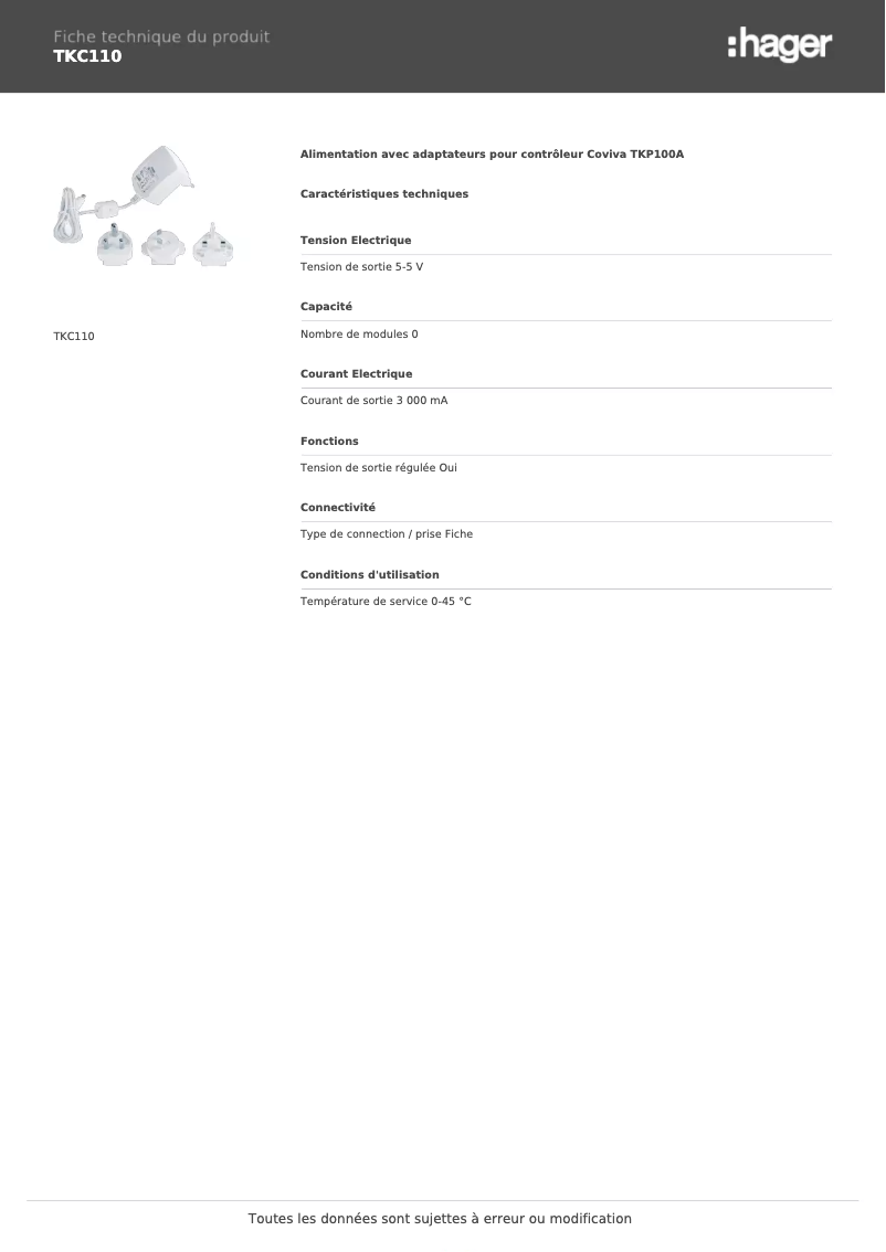 Imagen de la primera página del manual del dispositivo TKC110