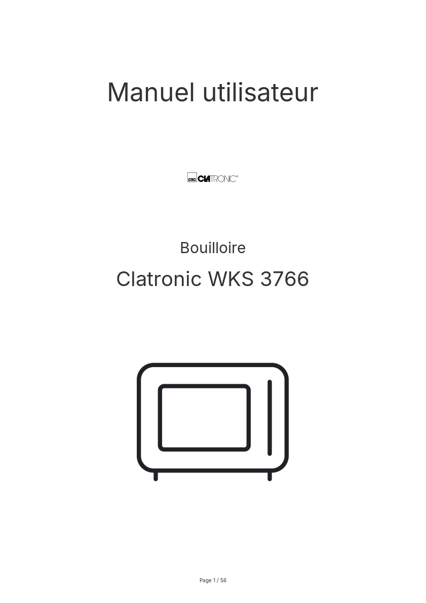Image de la première page du manuel de l'appareil WKS 3766