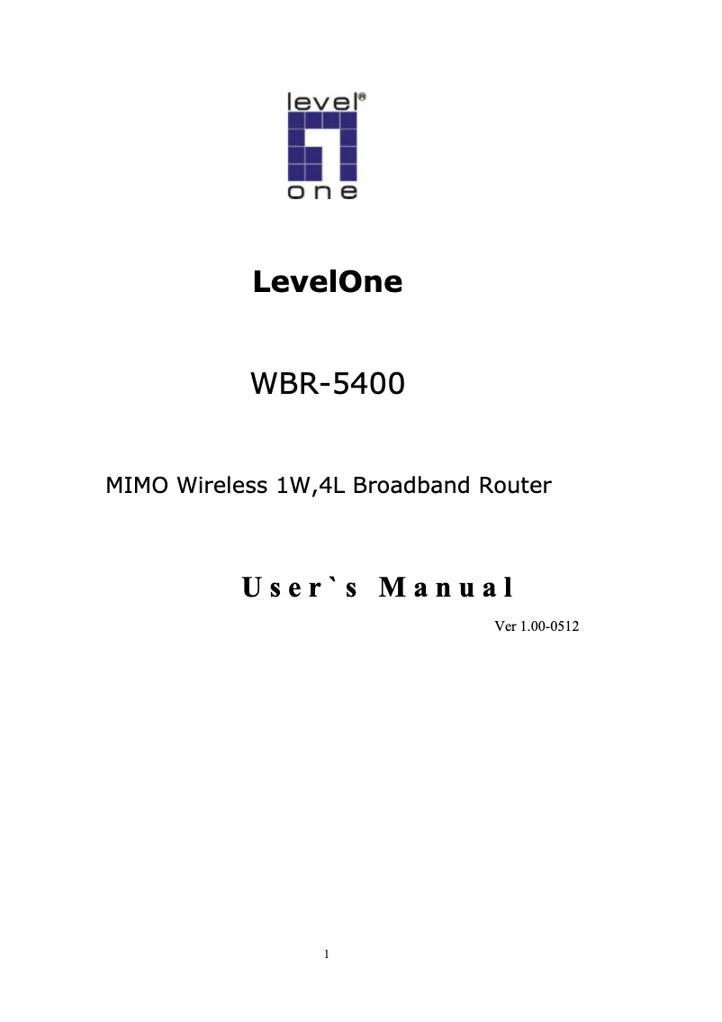 Page 1 of the manual User Manual LevelOne WBR-5400