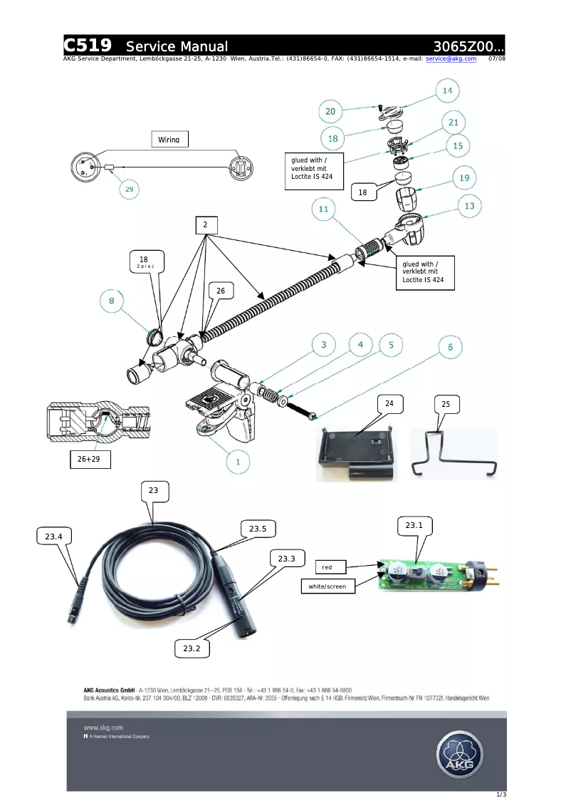 Page n°1 - Manuel utilisateur AKG C519M