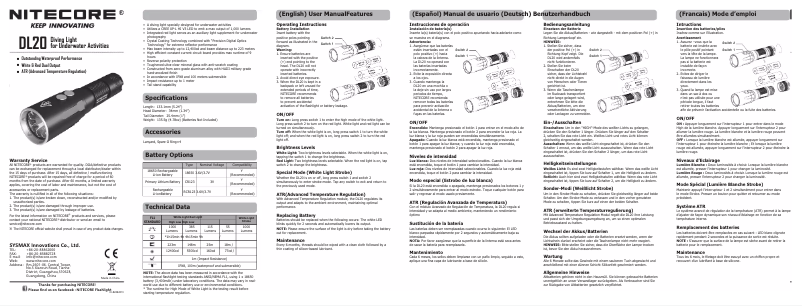 Page n°1 - Manuel utilisateur Nitecore DL20