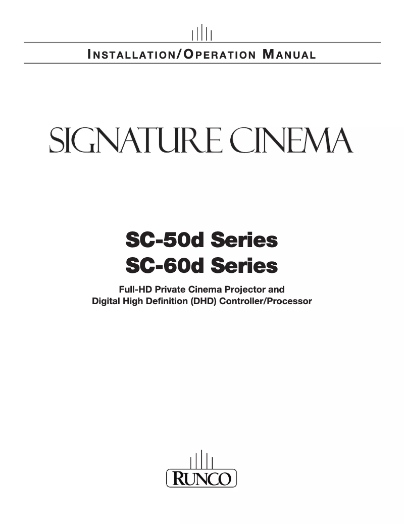 Page 1 de la notice Manuel utilisateur Runco SC-60d