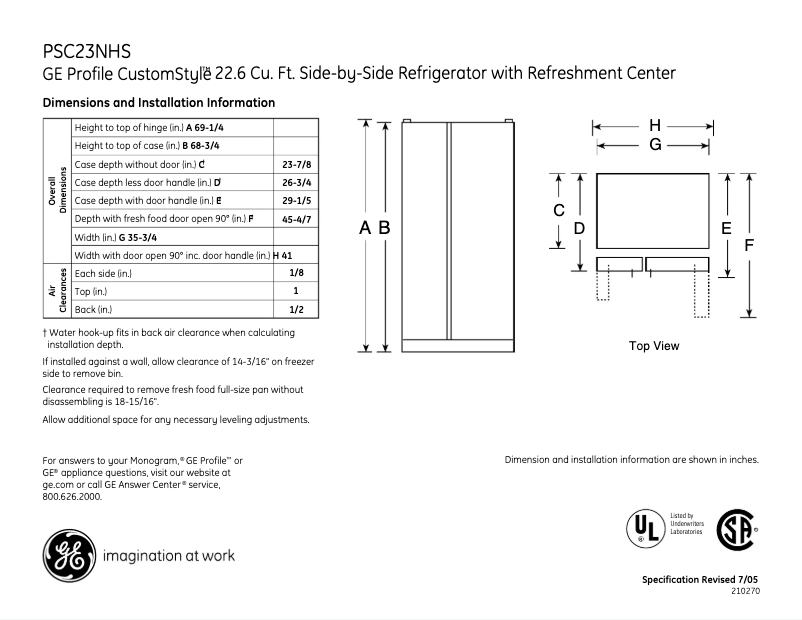 Image de la première page du manuel de l'appareil Profile CustomStyle PSC23NHSWW