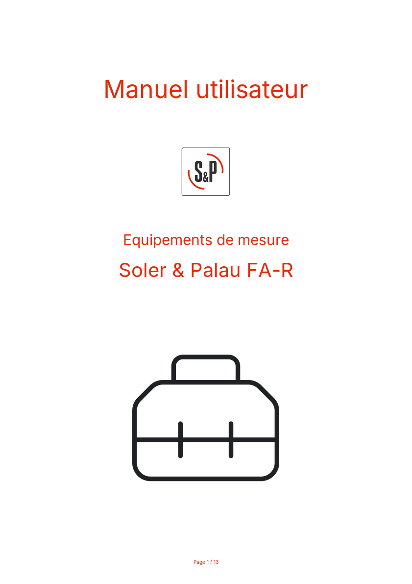 Page n°1 - Manuel utilisateur Soler & Palau FA-R