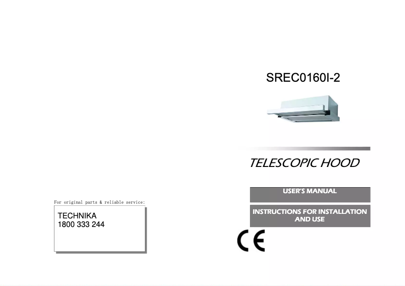 Page 1 de la notice Manuel utilisateur Technika SREC0160SS-2