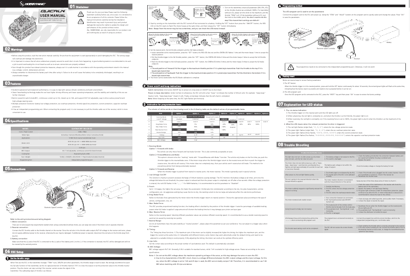 Page 1 de la notice Manuel utilisateur Hobbywing QUICRUN WP 10BL120 G2