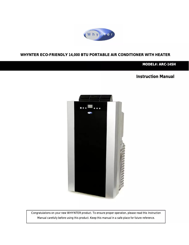Page n°1 - Manuel d'utilisation et d'entretien Whynter ARC-14SH