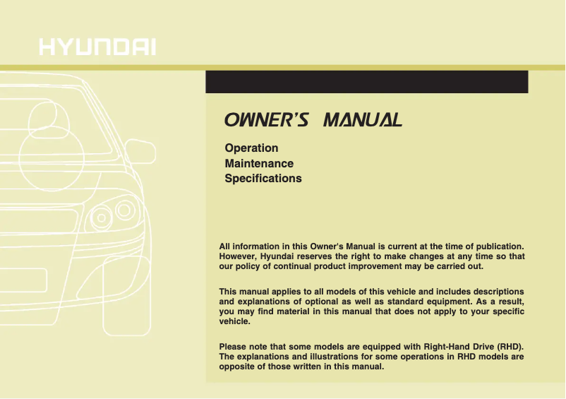 Page 1 de la notice Manuel utilisateur Hyundai Veloster (2013)