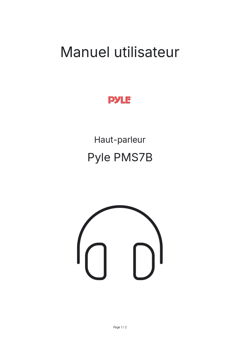 Page n°1 - Manuel utilisateur Pyle PMS7B