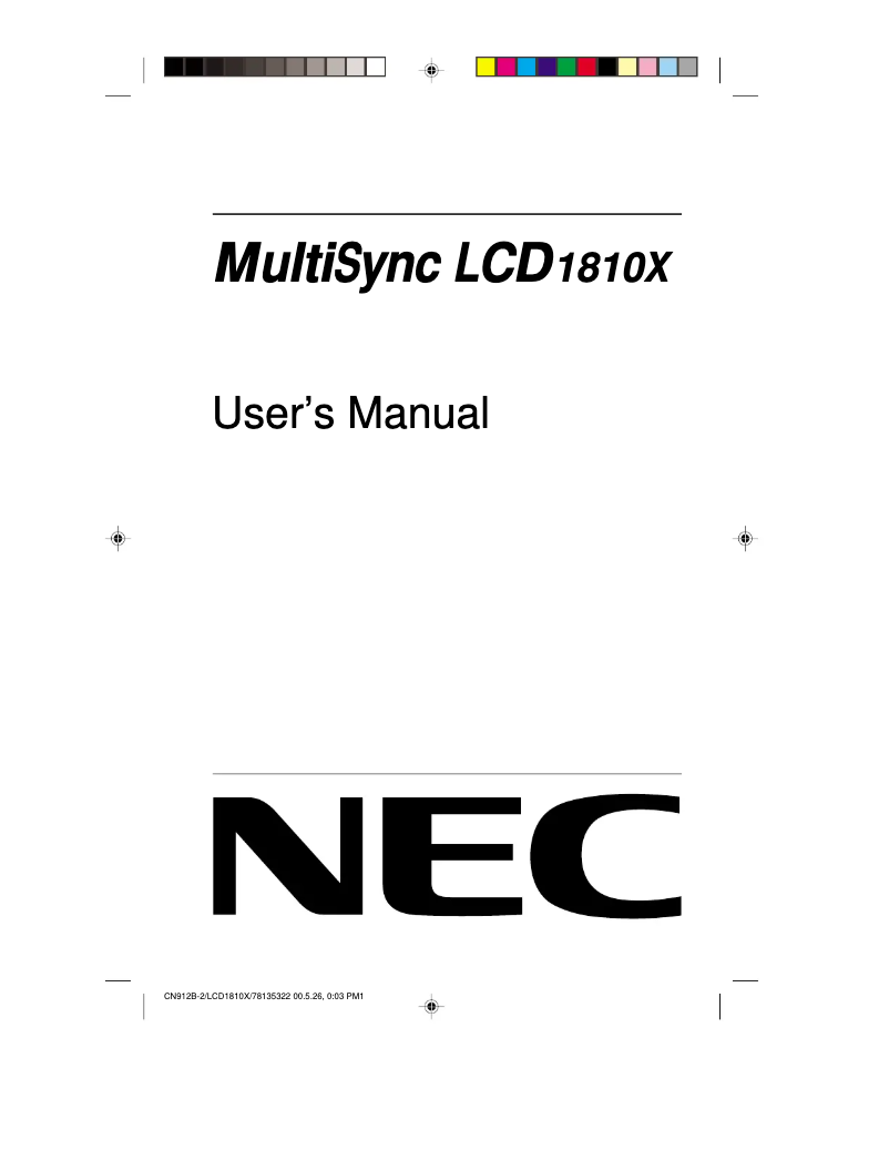 Página 1 del manual Manual de usuario NEC MultiSync LCD1810X