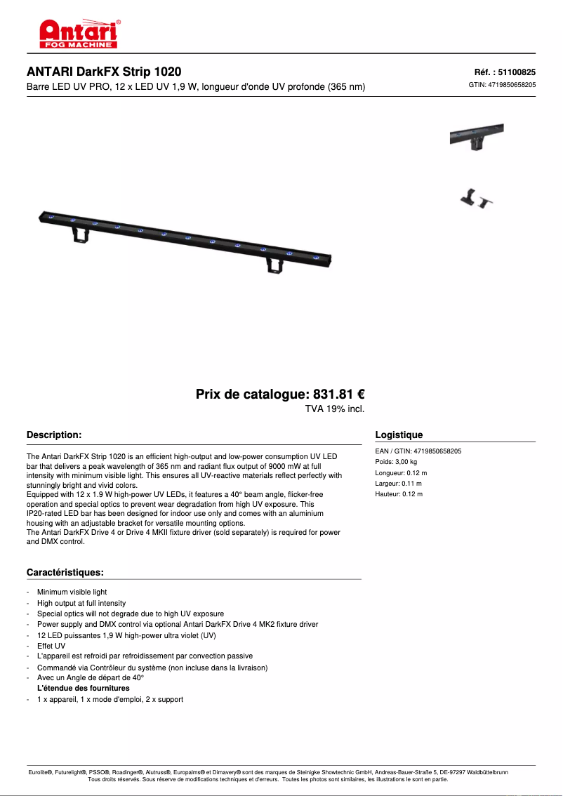 Image de la première page du manuel de l'appareil DarkFX Strip 1020