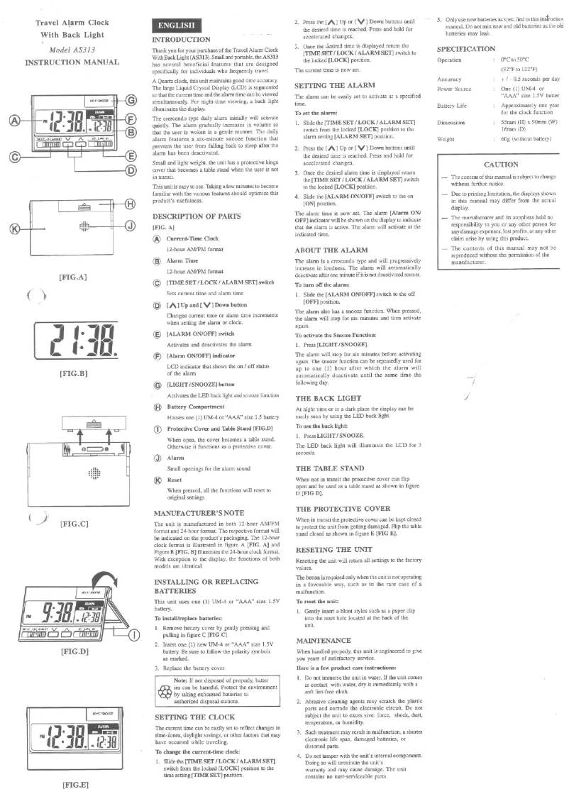 Page 1 de la notice Manuel utilisateur Oregon Scientific AS313