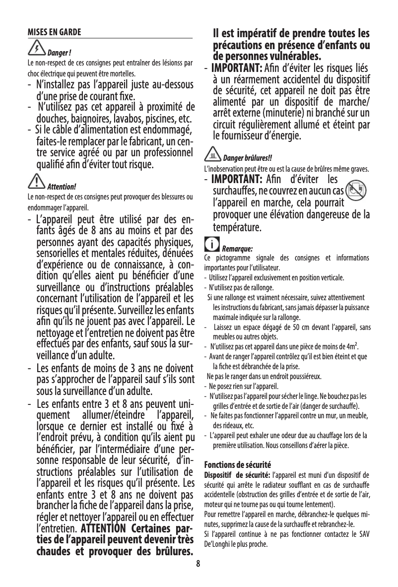 Page 1 de la notice Manuel utilisateur DeLonghi HVA3220