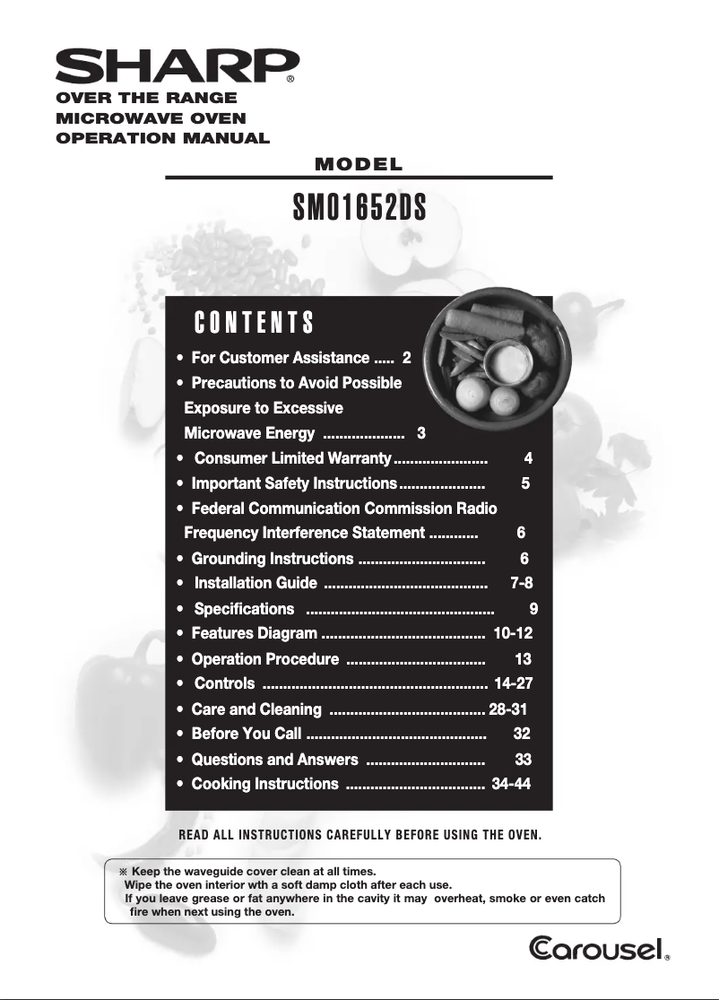 Page 1 de la notice Manuel utilisateur Sharp SMO1652DS