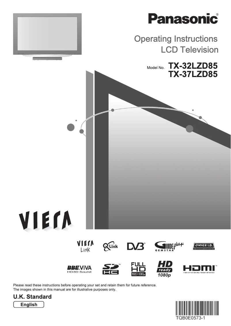 Page 1 de la notice Manuel utilisateur Panasonic Viera TX-37LZD85