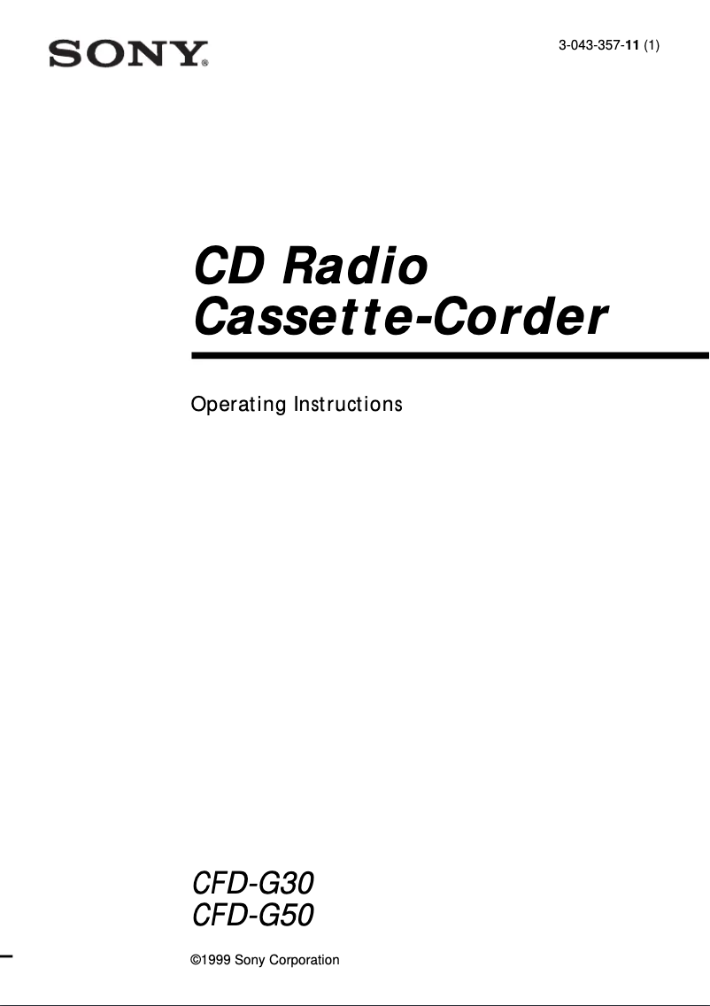 Page n°1 - Manuel utilisateur Sony CFD-G30