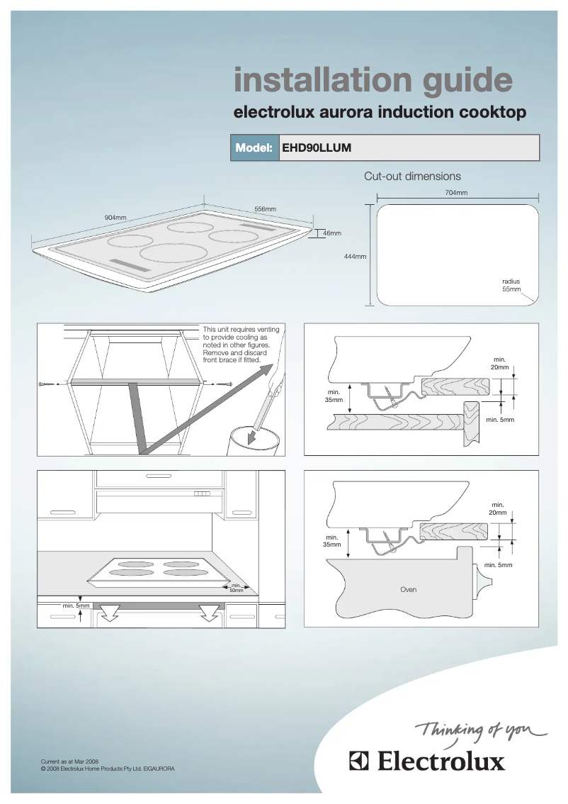 Page 1 de la notice Guide d'installation Electrolux EHD90LLUM