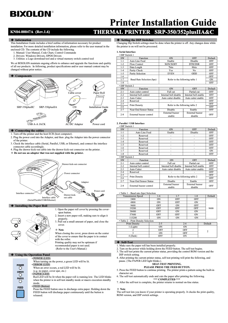 Image de la première page du manuel de l'appareil SRP-350PLUSII