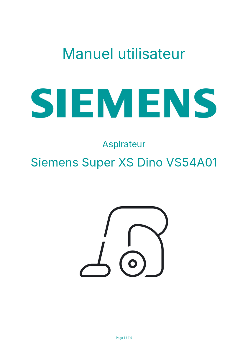 Page n°1 - Manuel utilisateur Siemens Super XS Dino VS54A01