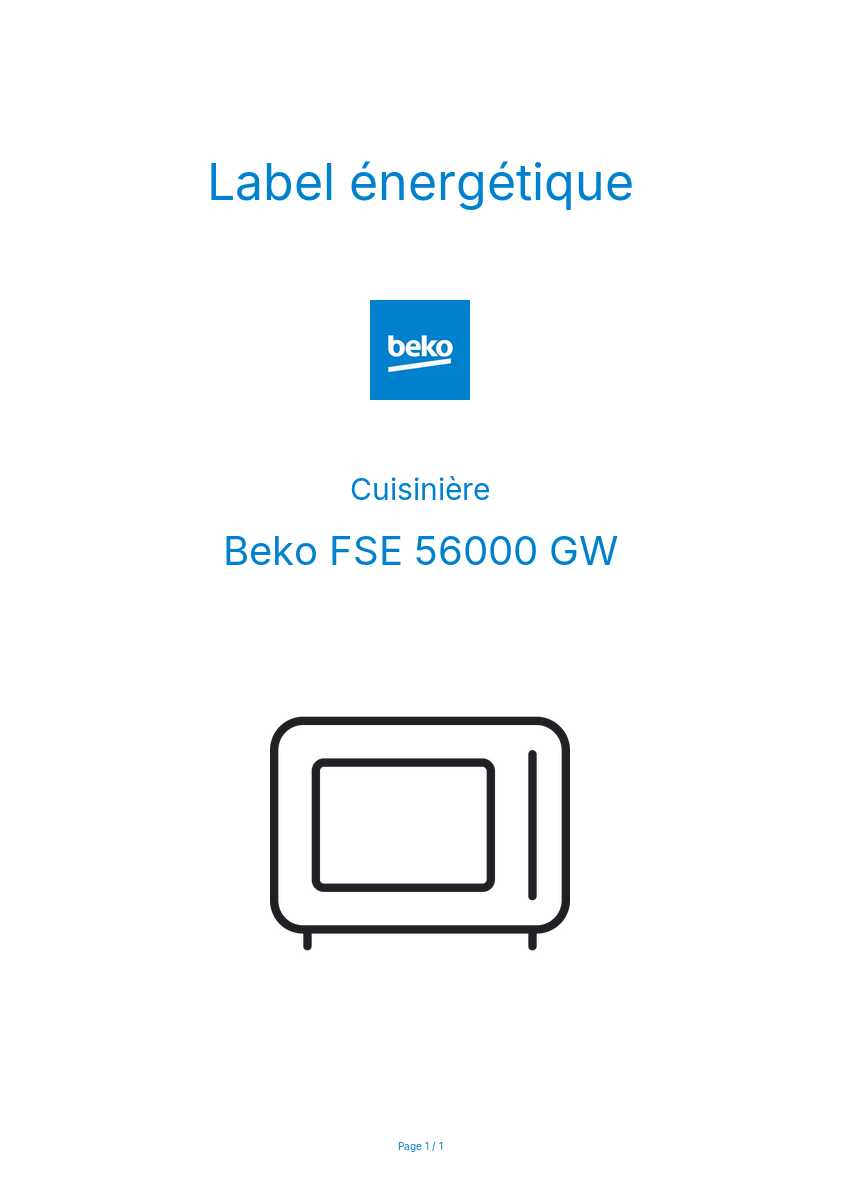 Image de la première page du manuel de l'appareil FSE 56000 GW