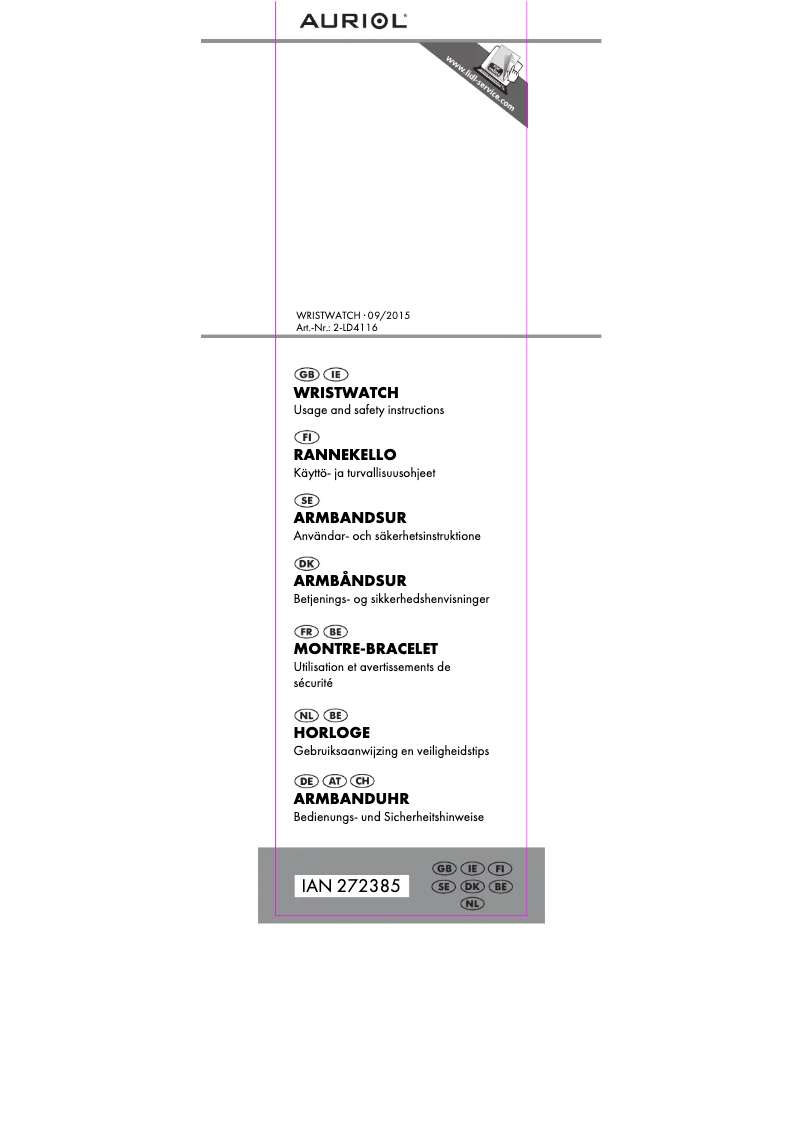 Page 1 de la notice Manuel utilisateur Auriol IAN 272385