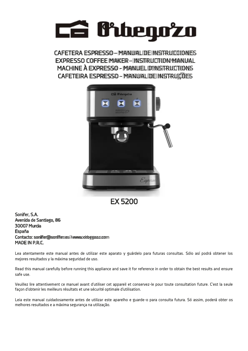 Image de la première page du manuel de l'appareil EX 5200