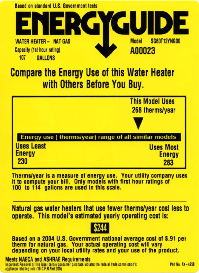 Page 1 de la notice Label énergétique GE SG60T12YNG00