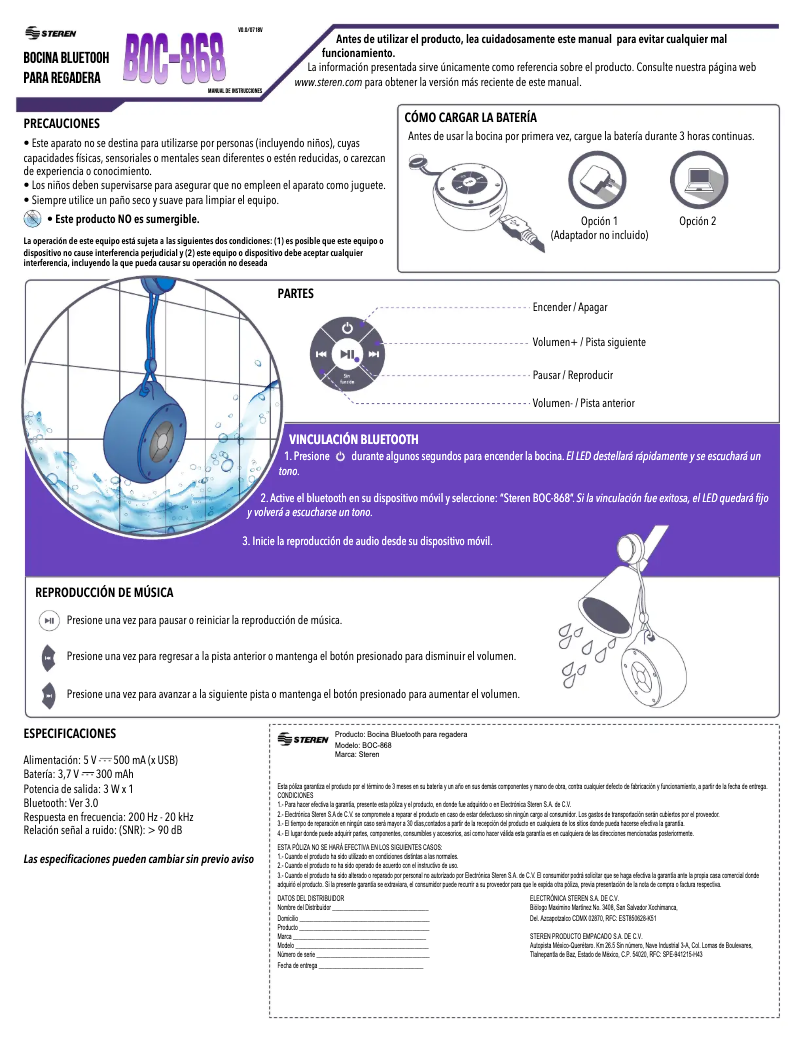 Page n°1 - Manuel utilisateur Steren BOC-868