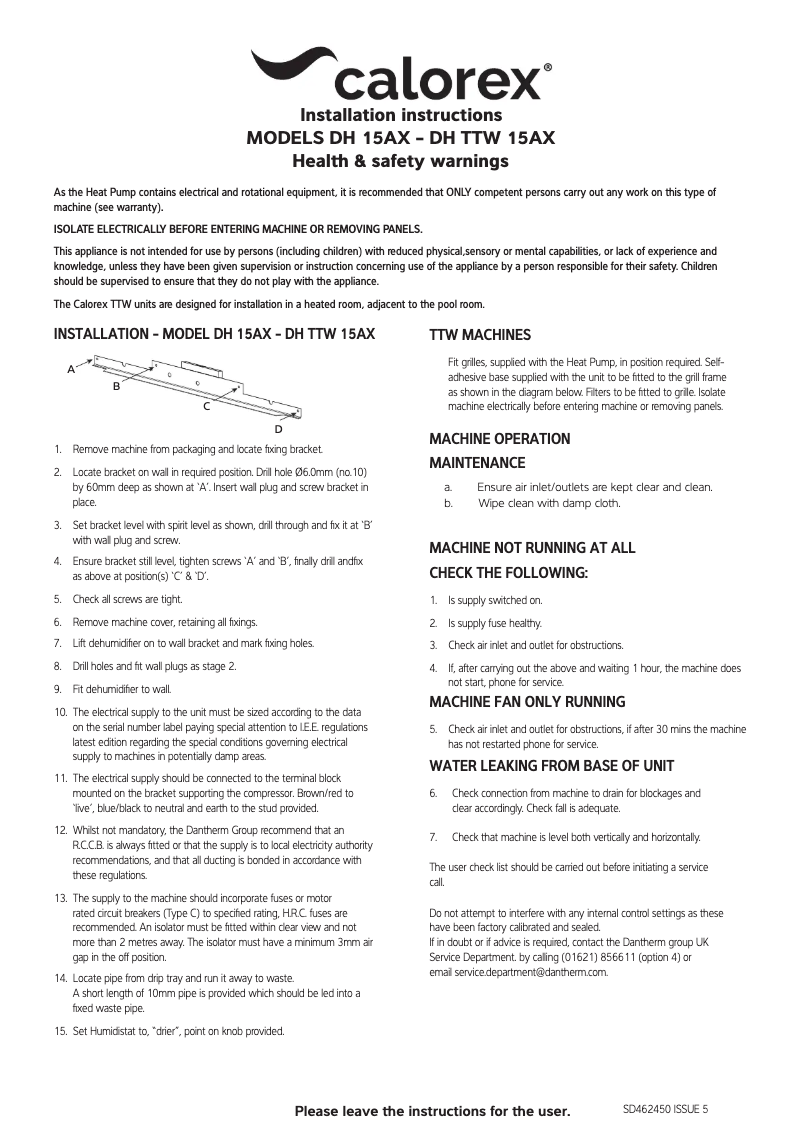 Image de la première page du manuel de l'appareil DH 15AX