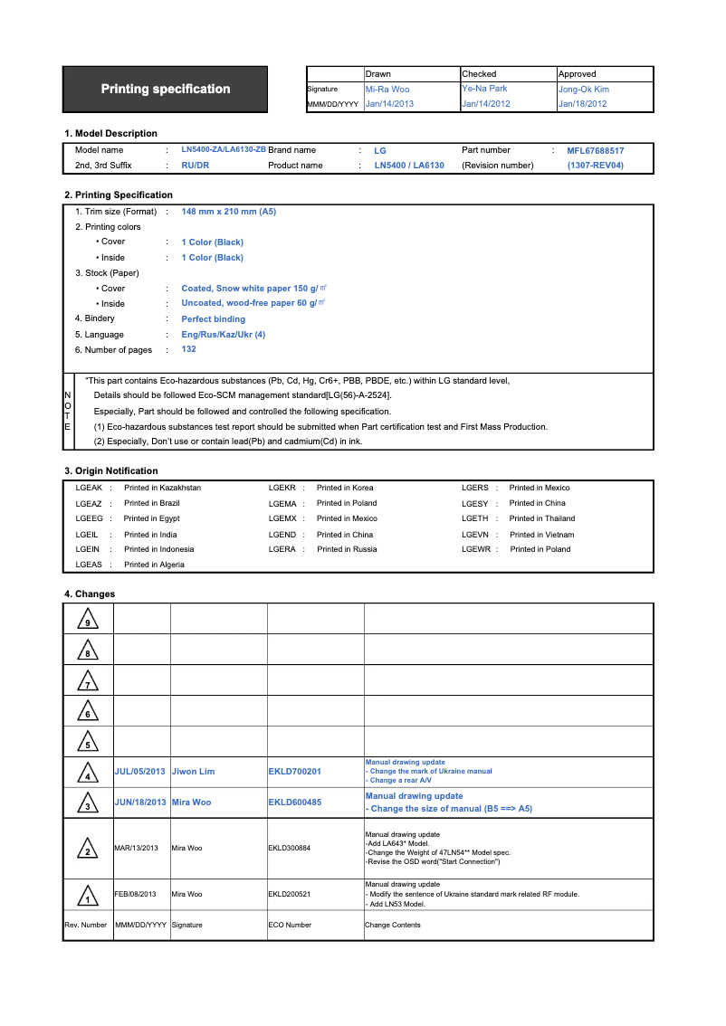 Page 1 de la notice Manuel utilisateur LG 32LN542V
