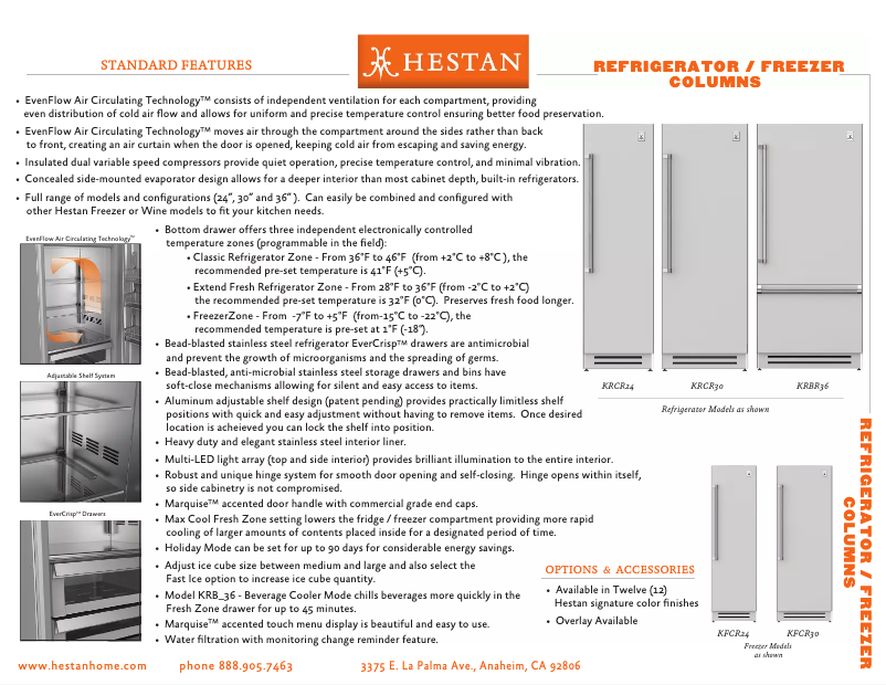Page 1 de la notice Fiche technique Hestan KFCR24GG