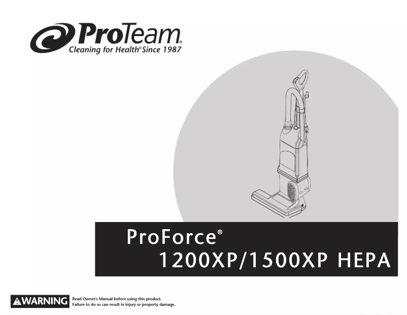 Page n°1 - Manuel utilisateur ProTeam ProForce 1200XP HEPA
