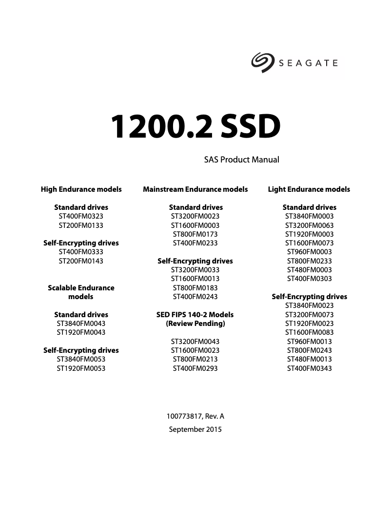 Page 1 of the manual User Manual Seagate 1200.2 1600GB