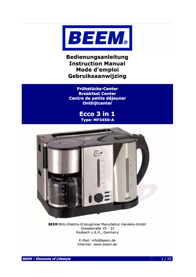 Page n°1 - Manuel utilisateur BEEM Ecco 3