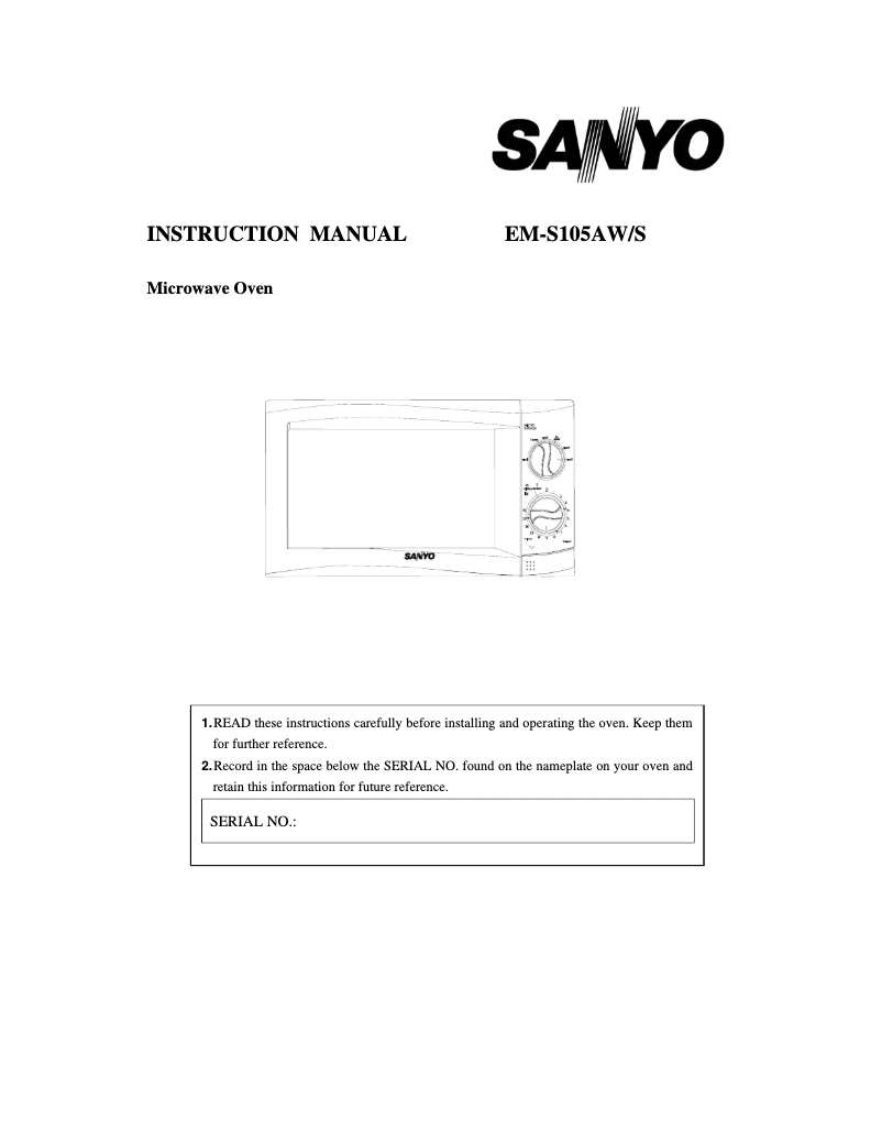 Page n°1 - Manuel utilisateur Sanyo EM-S105AW