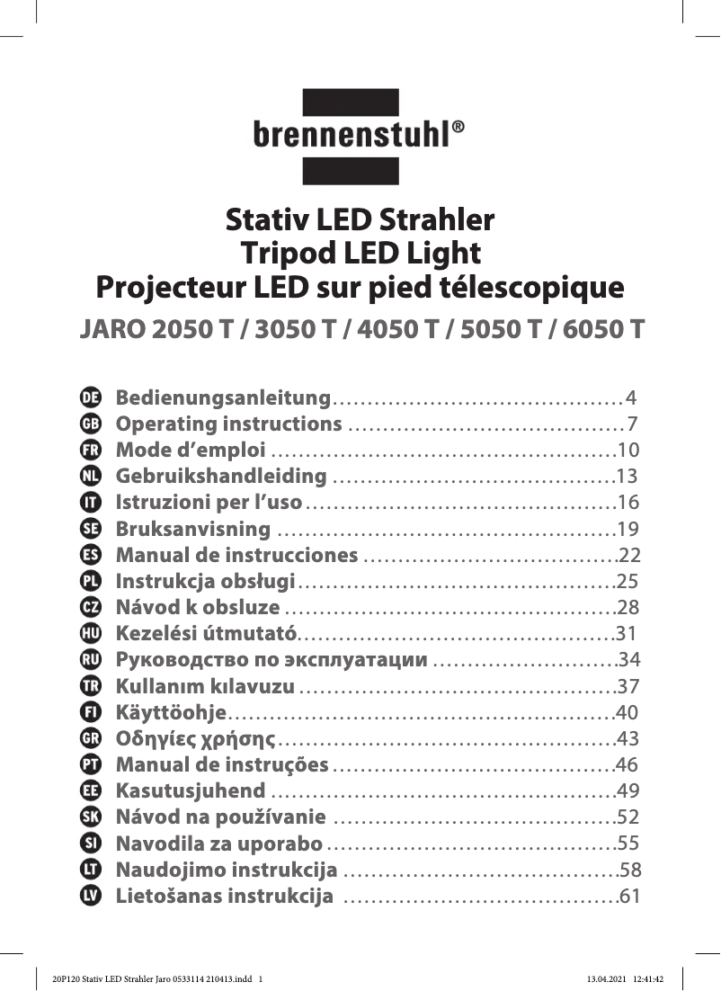 Page 1 de la notice Manuel utilisateur Brennenstuhl JARO 5050 T