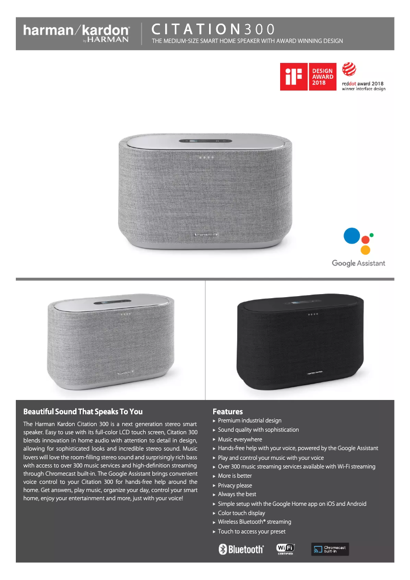 Page 1 de la notice Fiche technique Harman Kardon Citation 300