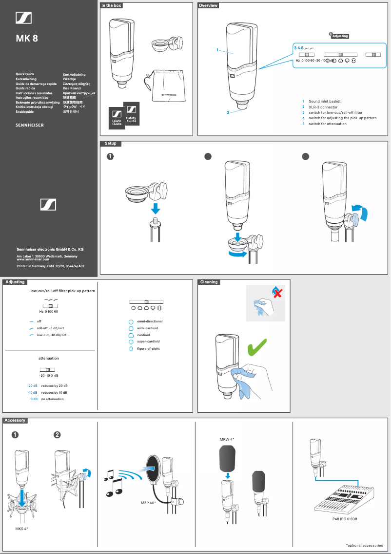 Page 1 de la notice Manuel utilisateur Sennheiser MK 8