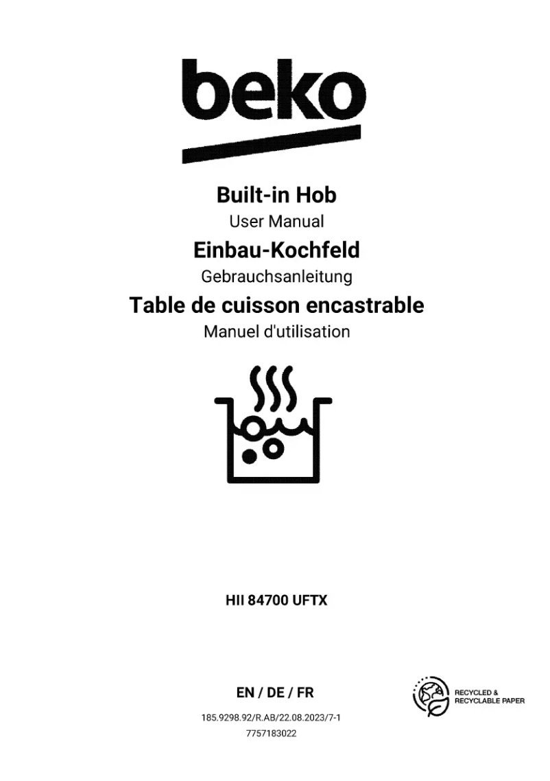 Page n°1 - Manuel utilisateur Beko HII 84700 UFTX