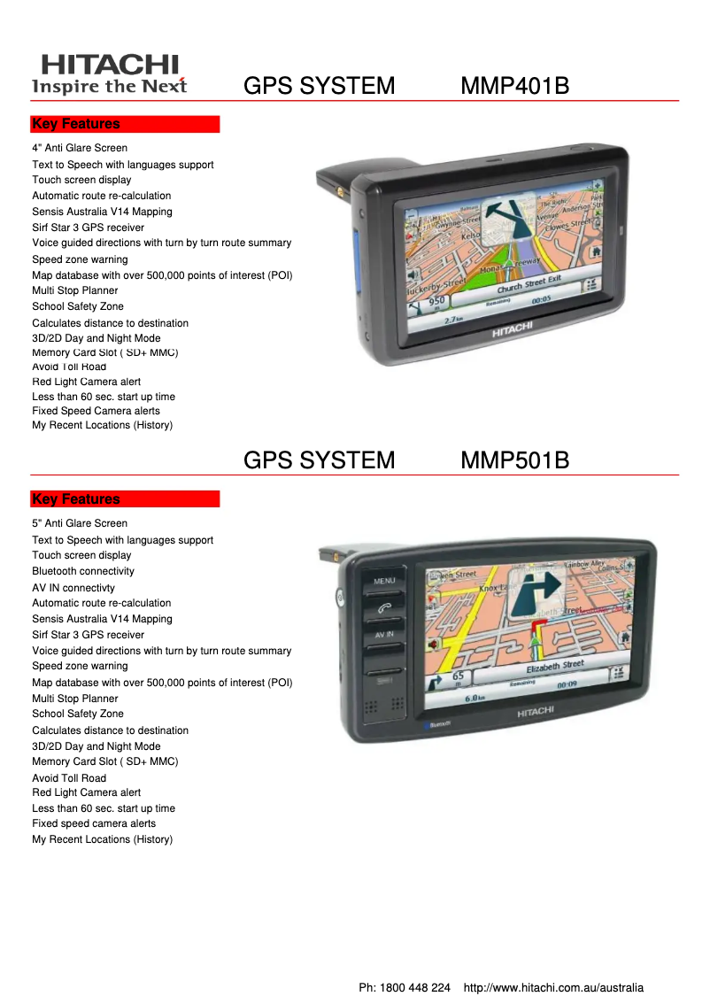 Page 1 de la notice Brochure Hitachi MMP401B