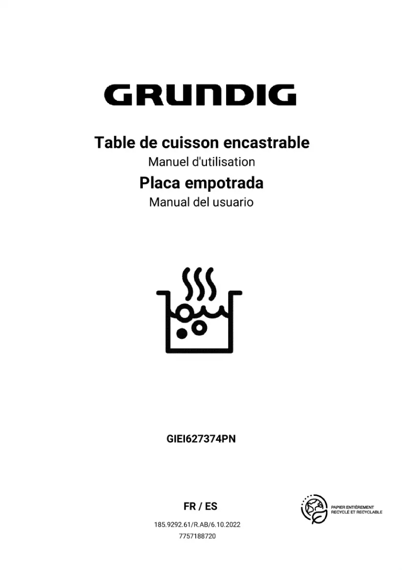 Page 1 de la notice Manuel utilisateur Grundig GIEI627374PN