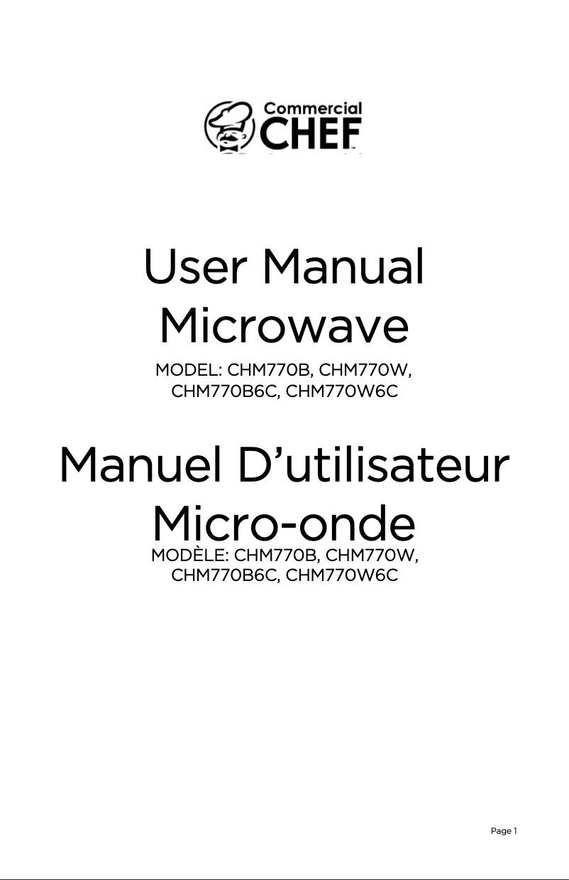 Image de la première page du manuel de l'appareil CHM770W