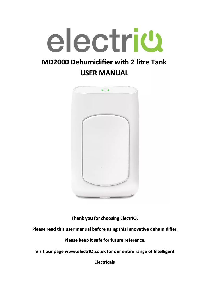 Page 1 de la notice Manuel utilisateur ElectriQ MD2000