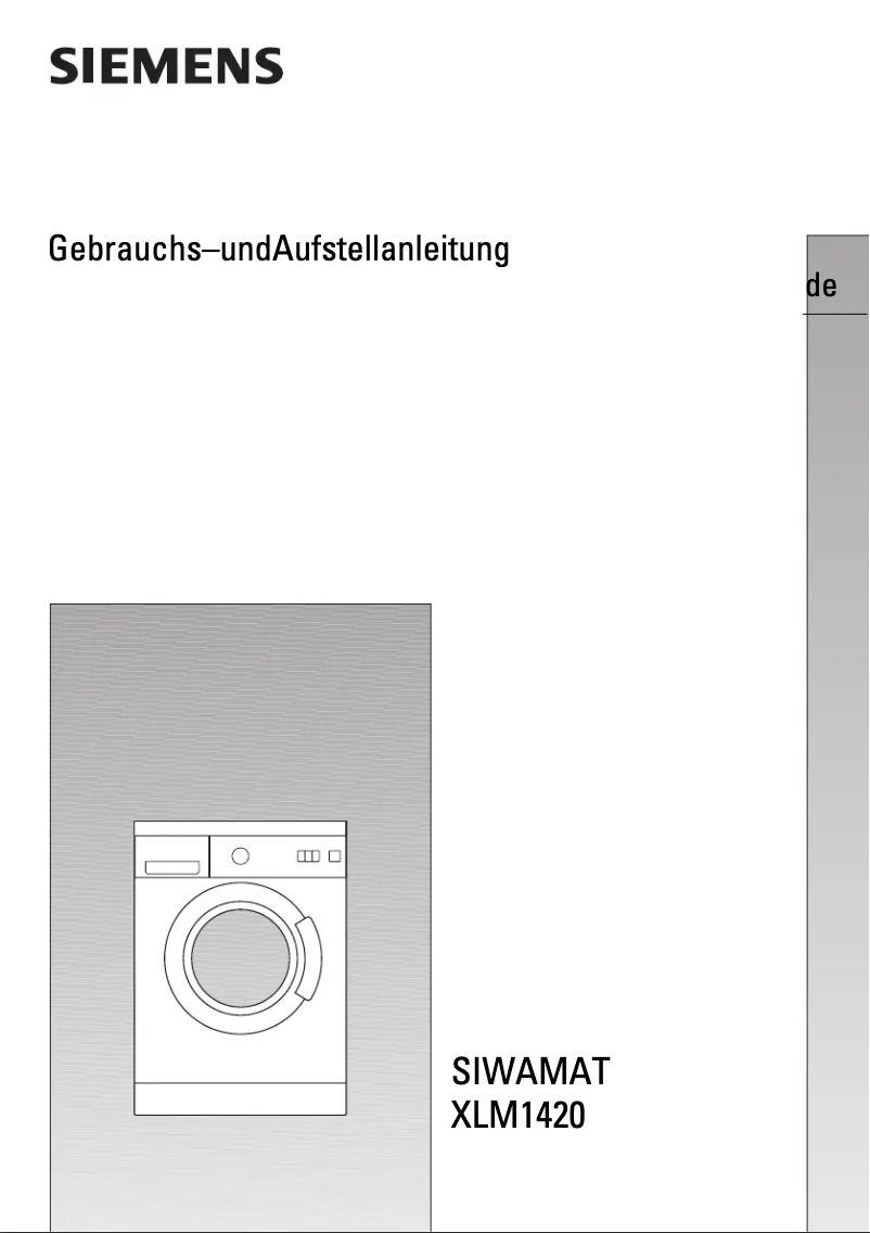 Page n°1 - Manuel utilisateur Siemens Siwamat XLM 1420